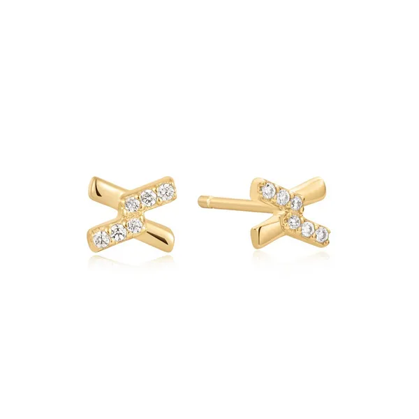 Gold Cross Cubic Zirconia Studs Falls Jewelers Concord, NC