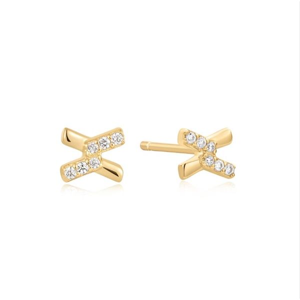 Gold Cross Cubic Zirconia Studs Falls Jewelers Concord, NC