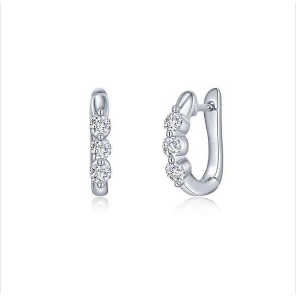 3-Stone Huggie Hoop Earrings Falls Jewelers Concord, NC