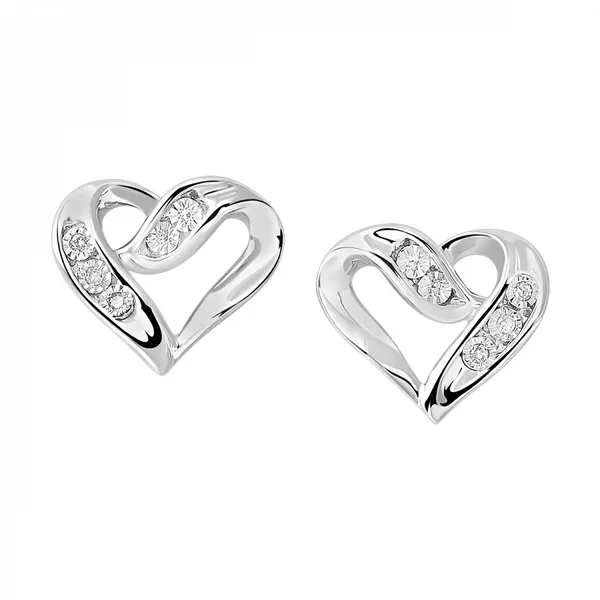 SS 0.02ctw Diamond Heart Earrings Falls Jewelers Concord, NC