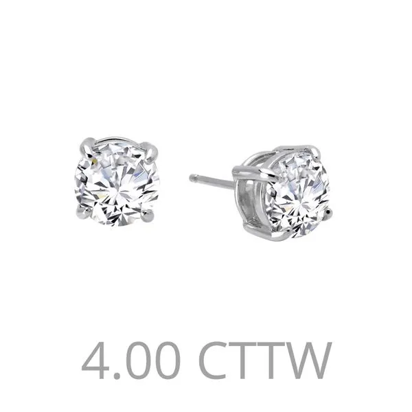 Sterling Silver Platinum-Plated 4.00 CTW Lassaire Diamond Stud Earrings Falls Jewelers Concord, NC