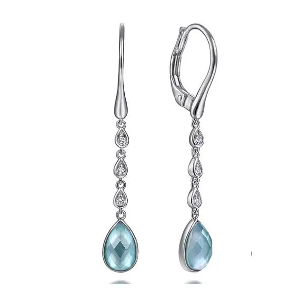 925 Sterling Silver Rock Crystal White MOP Green Onyx Earrings with White Sapphire Falls Jewelers Concord, NC