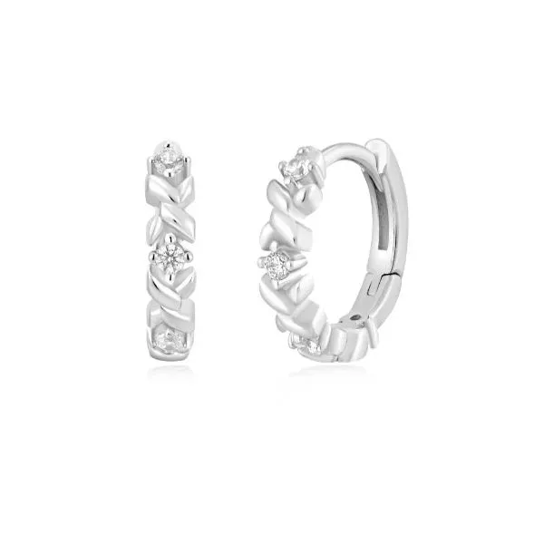 Silver Sparkle Cross Huggies Falls Jewelers Concord, NC