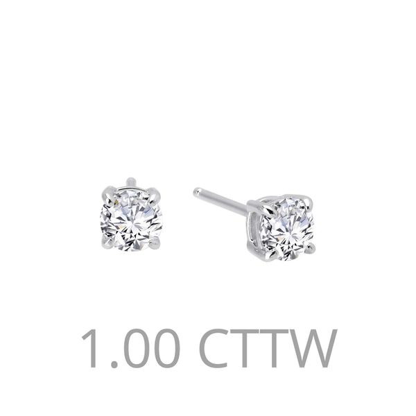 Sterling Silver Platinum-Plated 1.00 CTW Lassaire Diamond Stud Earrings Falls Jewelers Concord, NC
