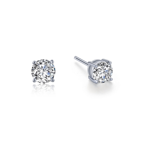 Sterling Silver Platinum-Plated 1.00 CTW Lassaire Diamond Stud Earrings Falls Jewelers Concord, NC