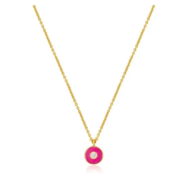 Gold Plated Sterling Silver Neon Pink Necklace