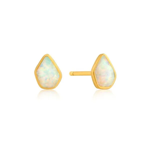 Opal Color Gold Stud Earrings Falls Jewelers Concord, NC