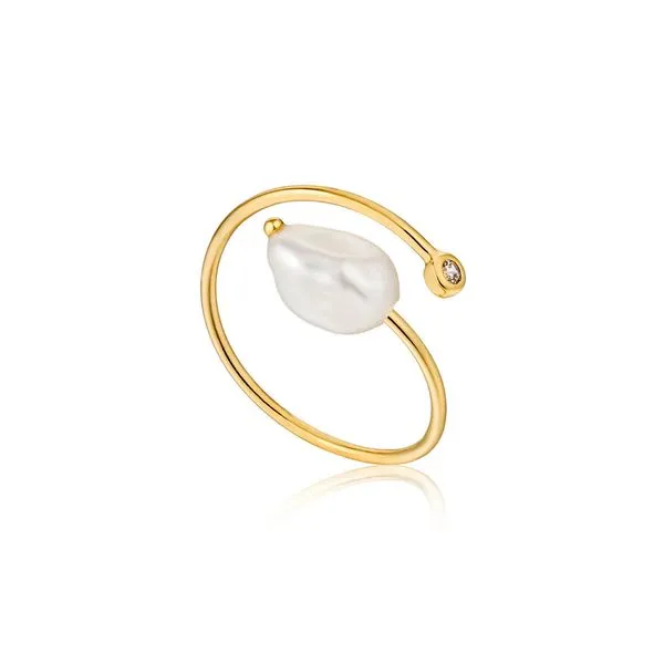 Gold Pearl Twist Adjustable Ring Falls Jewelers Concord, NC