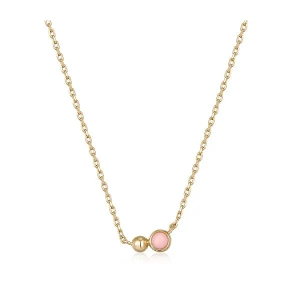 Gold Orb Rose Quartz Pendant Necklace