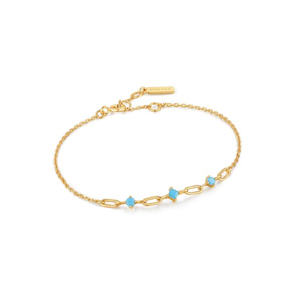 Gold Turquoise Link Bracelet Falls Jewelers Concord, NC