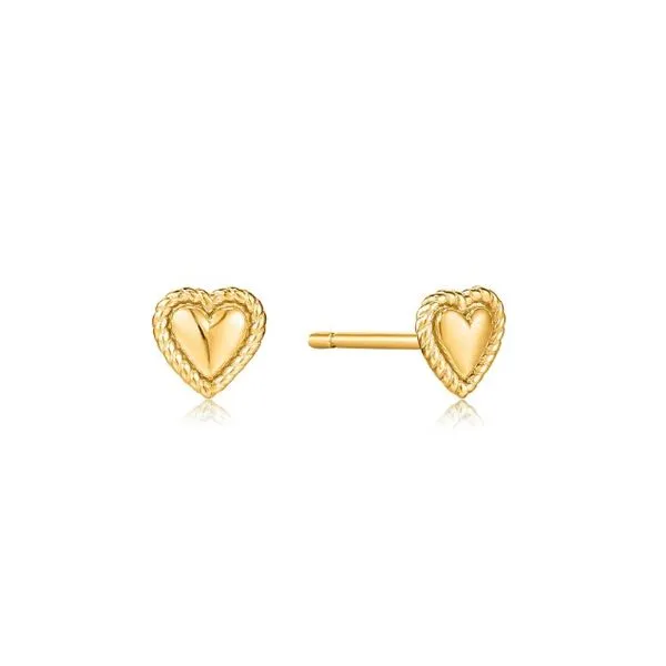 Gold Rope Heart Stud Earrings Falls Jewelers Concord, NC