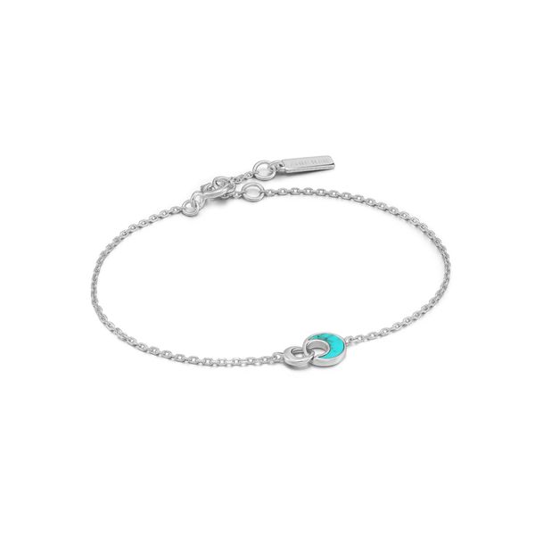 Silver Tidal Turquoise Crescent Link Bracelet Falls Jewelers Concord, NC
