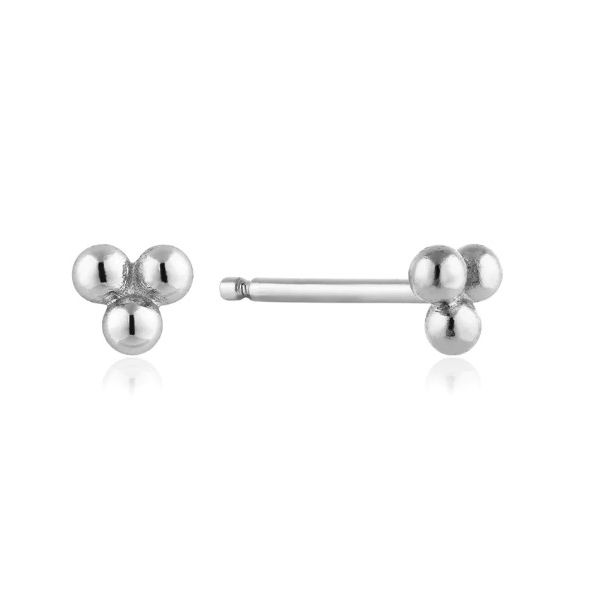 Silver Modern Triple Ball Stud Earrings Falls Jewelers Concord, NC