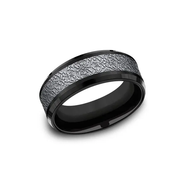 Men's Black Titanium and Grey Tantalum Wedding Band Falls Jewelers Concord, NC