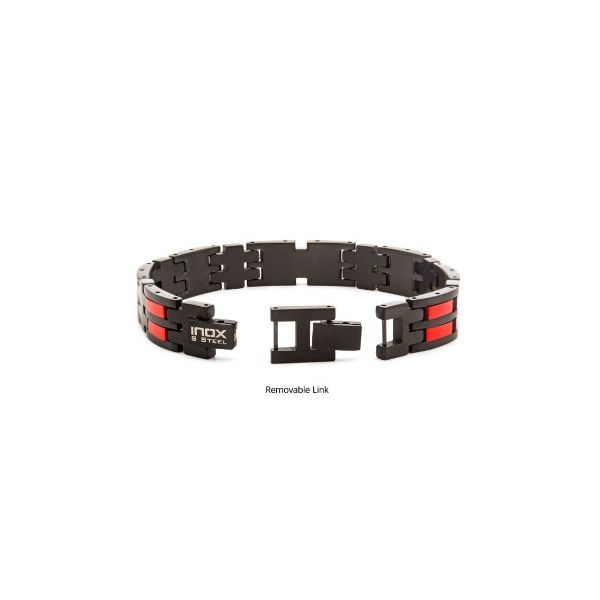Matte Black and Red Plated Dante Link Bracelet Image 2 Falls Jewelers Concord, NC