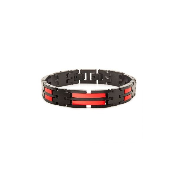 Matte Black and Red Plated Dante Link Bracelet Falls Jewelers Concord, NC