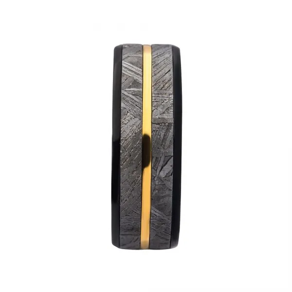 Gold IP & Meteorite Inlay Black IP Ring