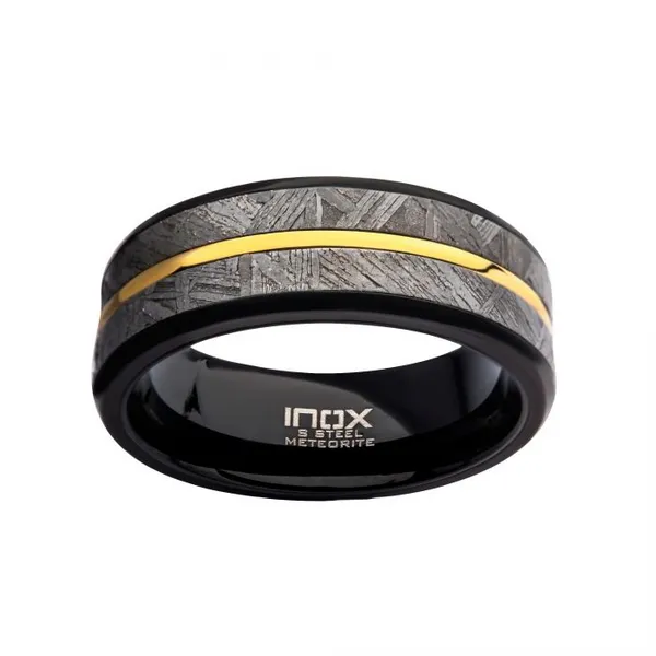 Gold IP & Meteorite Inlay Black IP Ring similar item image