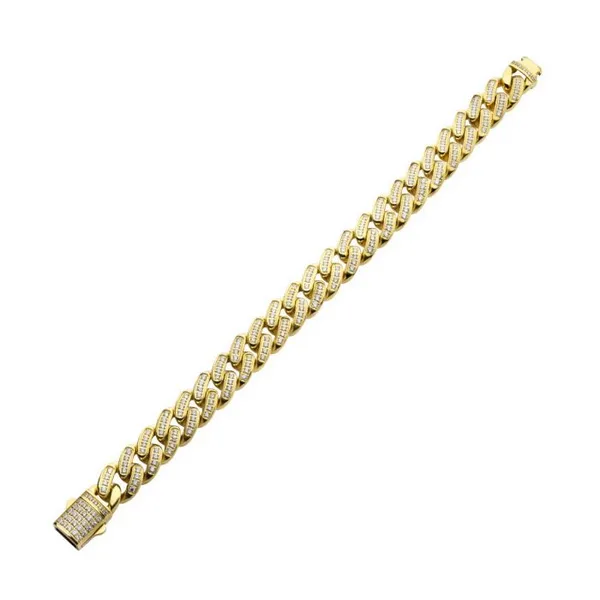12mm 18Kt Gold IP Miami Cuban Chain Bracelet with CNC Pre...