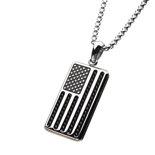 American Flag Stainless Steel Enamel Pendant Falls Jewelers Concord, NC
