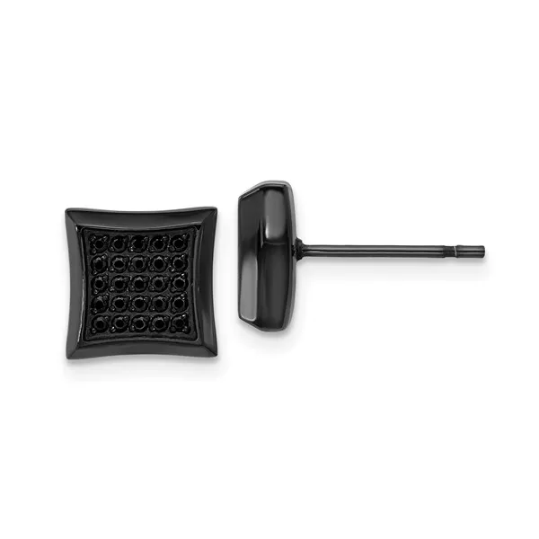 Chisel Stainless Steel Polished Black IP-plated Black 50 CZ Stud Earrings Falls Jewelers Concord, NC
