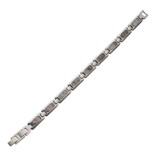 Mens Stainless Steel 9.5mm Matte Finish Deer Antler Inla...