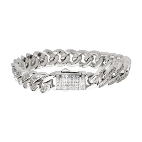 12mm Steel Miami Cuban Chain Bracelet with CNC Precision ...