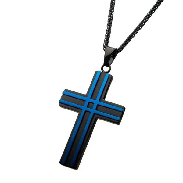 Black and Blue Cross Necklace Image 2 Falls Jewelers Concord, NC