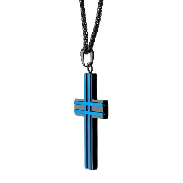 Black and Blue Cross Necklace Image 3 Falls Jewelers Concord, NC
