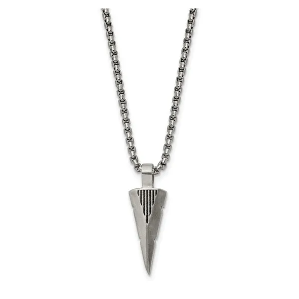 Chisel Stainless Steel Brushed Arrow Head Pendant on a 22...