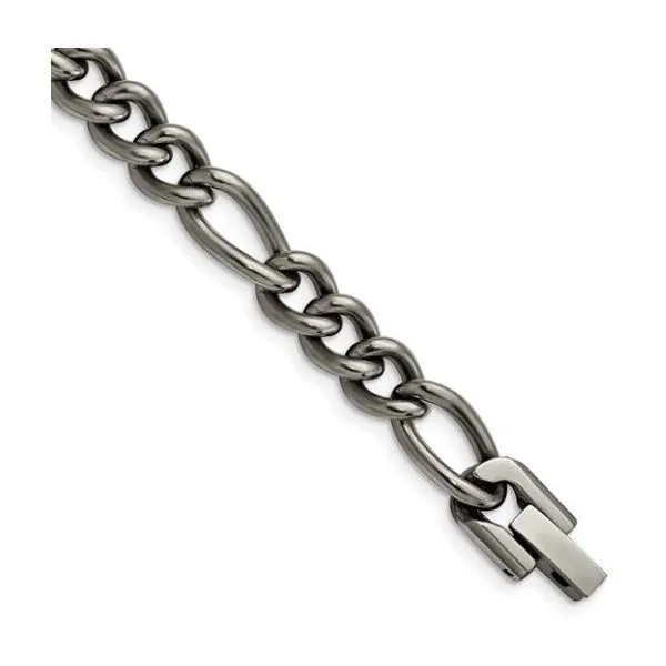 Chisel Titanium Polished 7mm 8.5 inch Figaro Chain