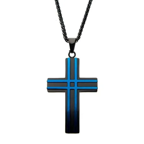Black and Blue Cross Necklace Falls Jewelers Concord, NC