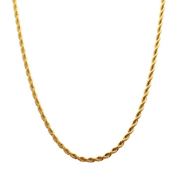 4mm 18Kt Gold IP Rope Chain Necklace Falls Jewelers Concord, NC
