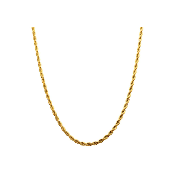 4mm 18Kt Gold IP Rope Chain Necklace Falls Jewelers Concord, NC