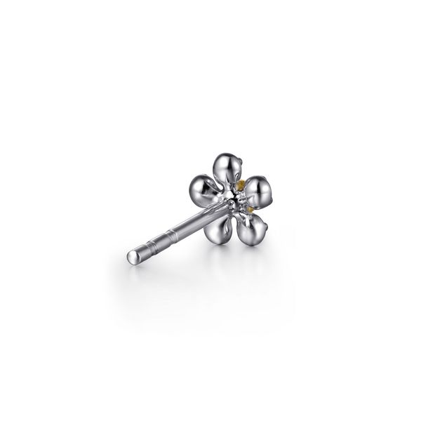 Sterling Silver and Gold Flower Diamond Earrings Image 2 Flora Gems Decatur, IL