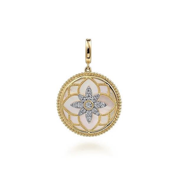 Mother of Pearl and Diamond Pendant Flora Gems Decatur, IL