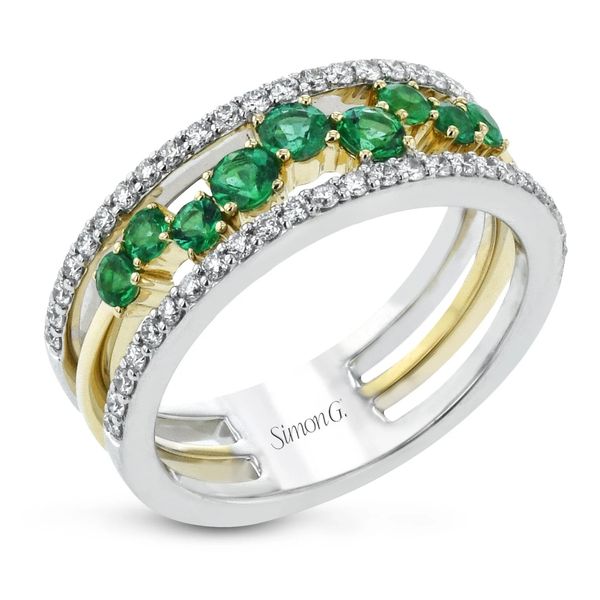 Simon G. Emerald and Diamond Ring Flora Gems Decatur, IL