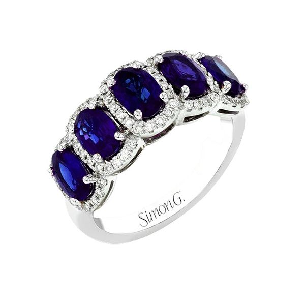 Simon G. Sapphire and Diamond Ring Flora Gems Decatur, IL