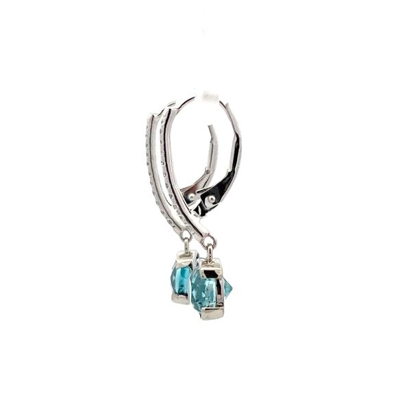 Blue Zircon and Diamond Earrings Image 2 Flora Gems Decatur, IL