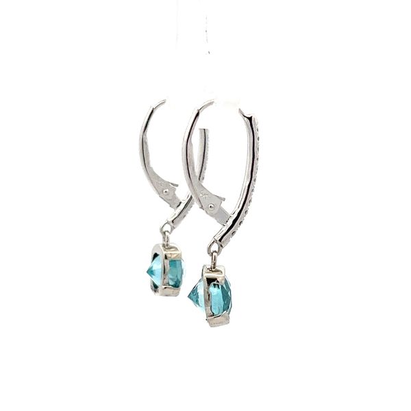 Blue Zircon and Diamond Earrings Image 4 Flora Gems Decatur, IL