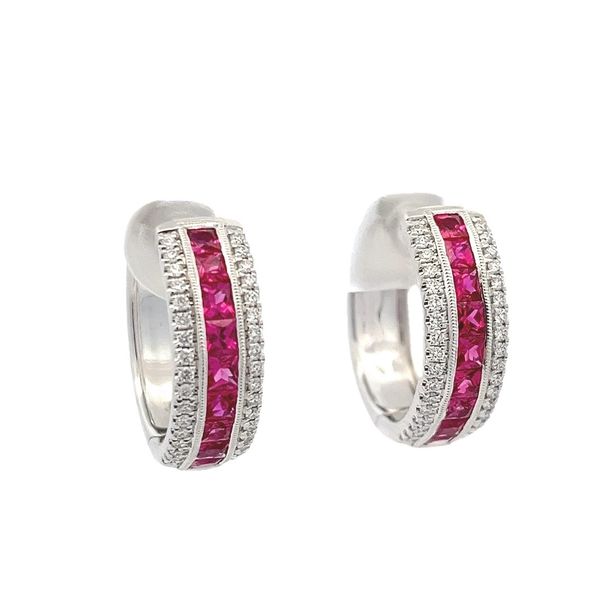 Simon G. Ruby and Diamond Earrings Flora Gems Decatur, IL