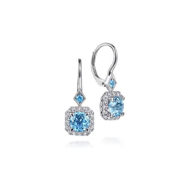 Blue Topaz and DIamond Earrings Flora Gems Decatur, IL