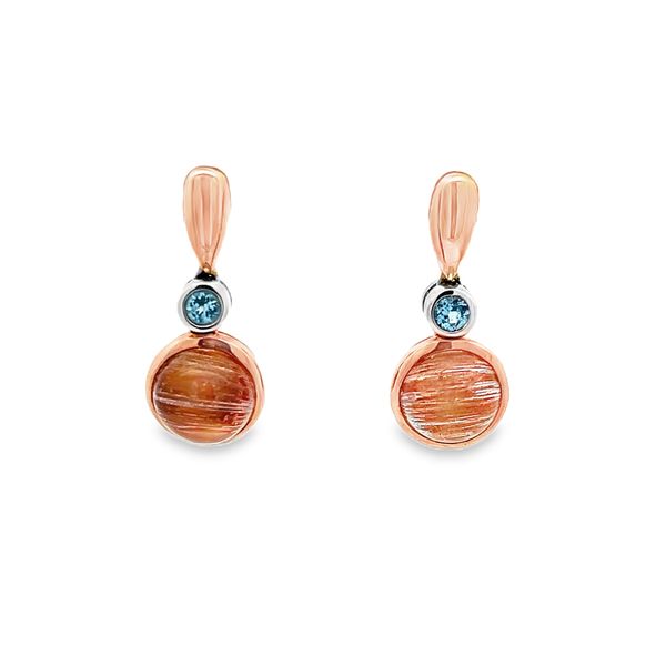 Rutilated Quartz and Blue Topaz Earrings Flora Gems Decatur, IL