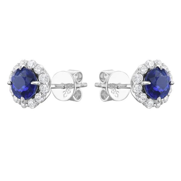 Sapphire and Diamond Earrings Image 2 Flora Gems Decatur, IL