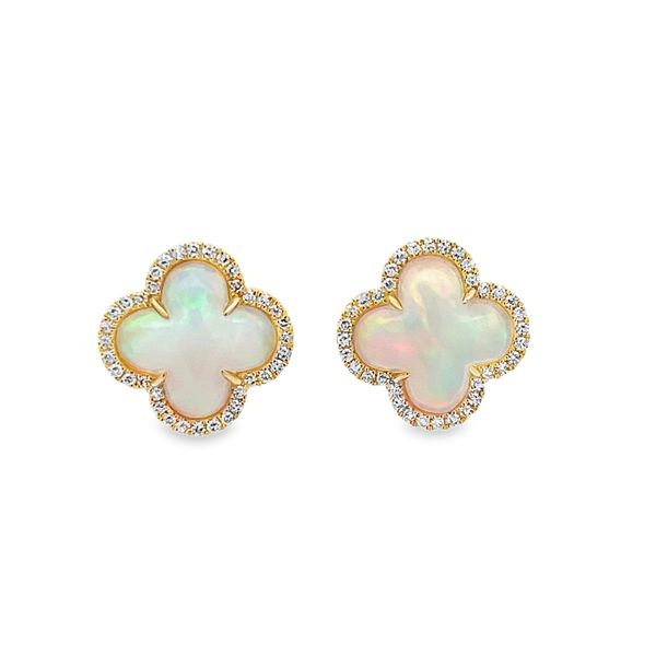 Opal and Diamond Earrings Flora Gems Decatur, IL