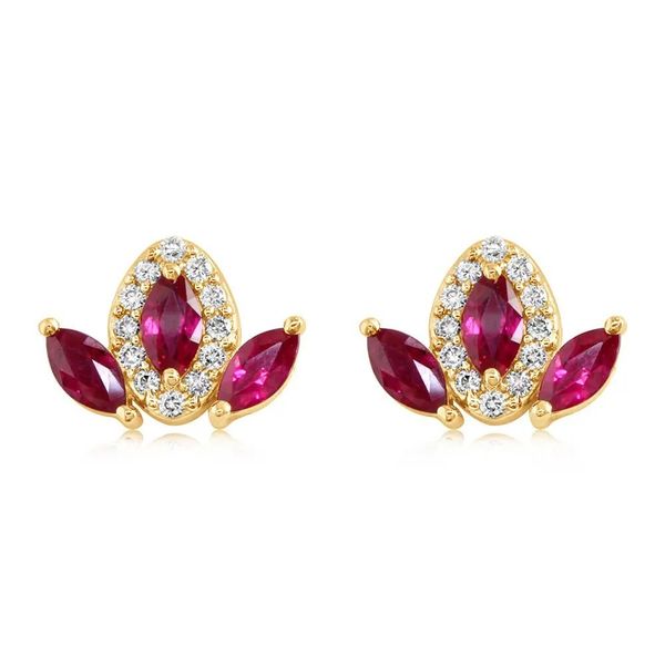 Ruby and Diamond Earrings Flora Gems Decatur, IL