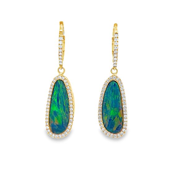 Opal and Diamond Earrings Flora Gems Decatur, IL
