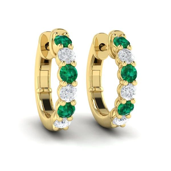 Emerald and Diamond Hoop Earrings Flora Gems Decatur, IL