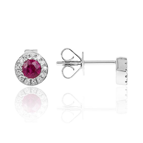 Ruby and Diamond Stud Earrings Flora Gems Decatur, IL