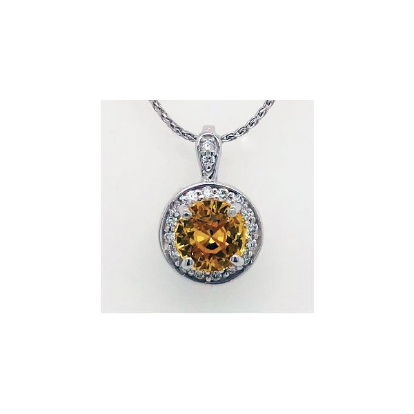 Yellow Sapphire and Diamond Pendant Flora Gems Decatur, IL